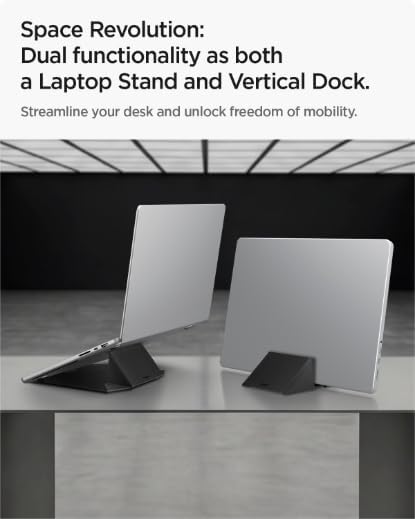 Spigen Slim Fold Portable Vertical Laptop Stand Dock Foldable Ergonomic Angle Lift Anti-Slip Compatible with MacBook Neo, MacBook Air, MacBook Pro 11"-16" and More - Black (LD201-S9) - Image 2