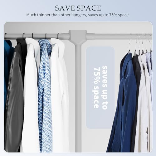 Plastic Coat Hangers 50-Pack,Non-Slip, Space Saving Closet Hangers for Dorm & Apartment - 360° Rotating, Heavy Duty, Durable (Black) | Plastic construction, Non-slip grip, 360° swivel hooks, Slim space-saving profile for suits and coats - Image 6