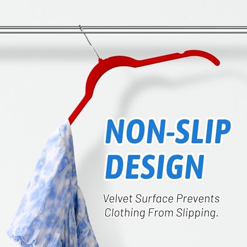 Sishynio Velvet Hangers 30 Pack, Non-Slip Slim Felt Hangers Colorful | Space-Saving Closet Organization; Flocked Surface; 360° Swivel Hooks; For Shirts, Coats, Dresses, Blouses - Image 6