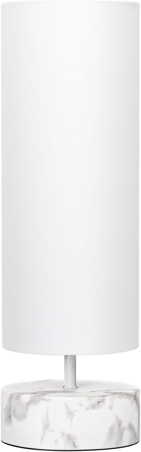 Touch Table Lamp with Marble-Grain Metal Base, 3 Way Dimmable Bedside Lamp | Modern Minimalist Desk Lamp with White Shade, Nightstand Night Light for Bedroom Living Room Home Office, LED Bulb Included - Image 9