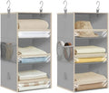 STORAGE MANIAC 6-Shelf Hanging Closet Organizer and Storage, 2 Separable 3-Shelf Haning Organizers for Closet, Collapsible Hanging Shelves Wardrobe Organization, College Dorm Room, Nursery, Gray by STORAGEMANIAC