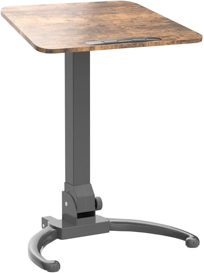 JOY worker Foldable Rolling Standing Desk, 90° Tilt Sit Stand Portable Desk | Dark Walnut MDF Desktop, Height Adjustable, Collapsible Low Base with Hidden Wheels, Non-Slip Bar, Holds 22lbs, Home Office - Image 10
