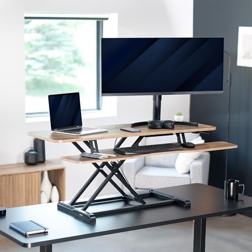 VIVO Reclaimed Wood 42 inch Desk Converter, DESK-V042KP - Image 2
