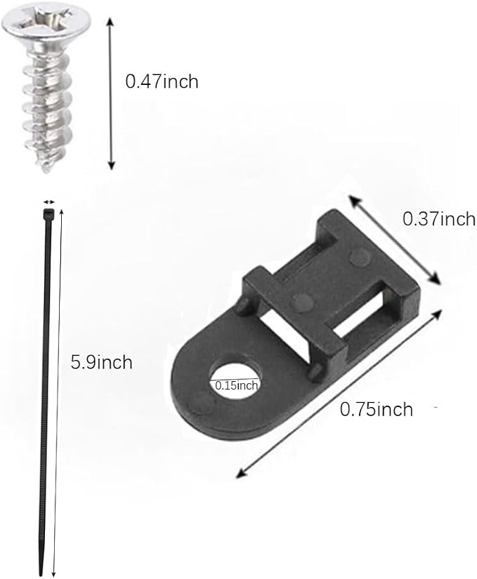 White Cable Zip Tie Mounts Kit-50 Pcs Cable Zip Tie Saddle Type Mounts Base With 50 Pcs 6" Cable Ties and 50 Pcs Tapping Screw, Wire Cable Clips Organizer Holders Clamps - Image 2
