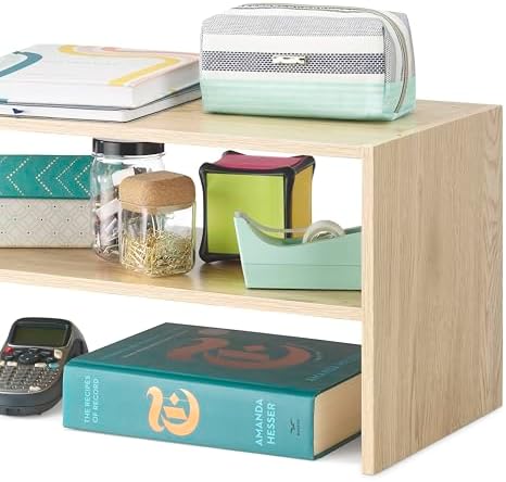 Whitmor Wood Stackable 2-Shelf Shoe Rack, White Oak, 24 inches，2 Pack - Image 5