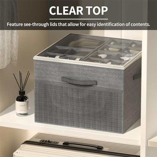 Aokeyee Shoe Organizer for Closet,2 Pack Foldable Shoe Storage Organizer Box Bin with Adjustable Dividers and Clear Cover, Fits up to 16-32 Pairs - Image 3