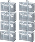 TICONN 8 Pack Extra Large Moving Bags Heavy Duty with Zippers & Carrying Handles, Durable Storage Bags Moving Boxes for Closet Organizers and Storage (8 Pack, Light Grey) by TICONN