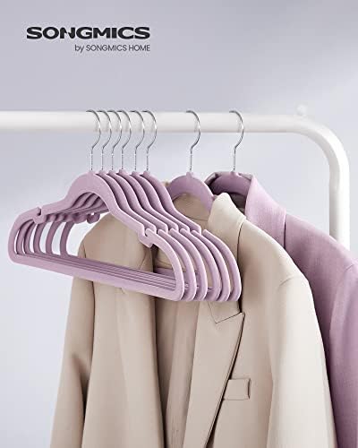 SONGMICS Velvet Hangers 50 Pack, Non-Slip Clothes Hangers, Space-Saving | Suit Hangers with Shoulder Notches, Pants Bar, 360° Swivel Hook, for Closet, Light Lilac, BREANNA Collection UCRF029GP05 - Image 2