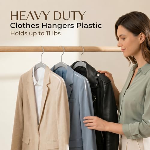 SMARTOR Plastic Hangers 20 Pack - Thin Hangers for Space Saving - Gray | Heavy Duty for 11Lbs Clothes, Swivel Hook, Non Slip Notches for Camisole, 0.2" Thin for Small Closet, Durable and Flexible - Image 4