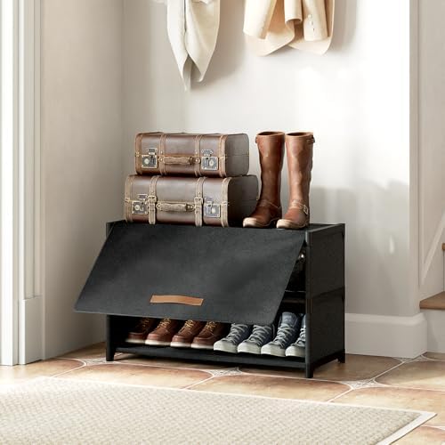 3 Tier Shoe Cabinet with Door, 12-Pair Storage, Black | Compact for Small Closets, Holds Heels, Sneakers, Boots, Door for Dust Pet Protection, Quick Easy Set Up - Image 5