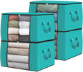 Fab totes 4 Pack Storage Bags for Clothes Blanket Storage Bins with Lids | Foldable Closet Organizers with Zippers,Window and Handles,Fabric Storage Bins for Sweater,Comforter,Bedding,Dorm essentials by Fabtotes