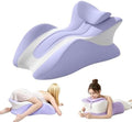 27° Ergonomic Multi-Angle Body Support Pillow, Memory Foam Contoured Rest Cushion with Detachable Neck Pillow, Washable Zipper Cover for Indoor Bed Rest,Purple by Unknown