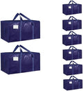 8 Pack-Extra Large Heavy Duty Moving Bags - Waterproof Storage Totes with Handles & Zippers, Foldable for College Dorm, Storage (Dark Blue) by Unknown