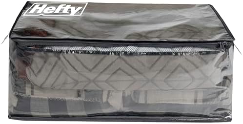 Hefty Storage Bags Extra Large Double Zipper Backpack, Heavy Duty Water Resistant Moving Totes with Shoulder Straps, Foldable Reusable Packing Organizers, 2 Pack (X-Large Black) - Image 4