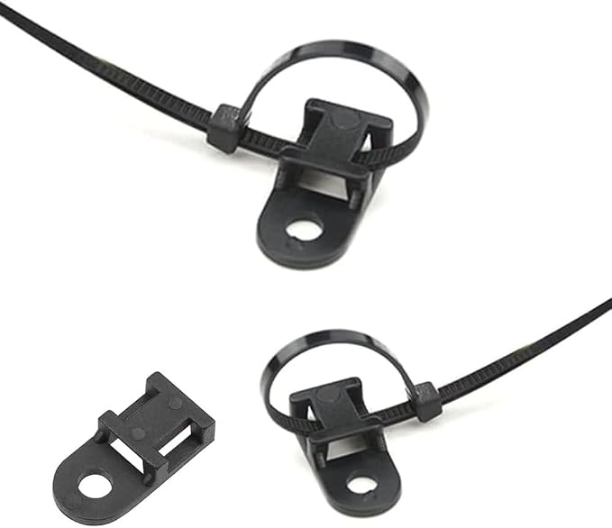 White Cable Zip Tie Mounts Kit-50 Pcs Cable Zip Tie Saddle Type Mounts Base With 50 Pcs 6" Cable Ties and 50 Pcs Tapping Screw, Wire Cable Clips Organizer Holders Clamps - Image 3