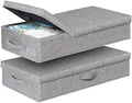 punemi 6 in Tall Under Bed Storage Containers with Lids, 2 Pack, Grey | Stackable Design, Sturdy 3 Handles, for Blankets, Clothes, Comforters & Toys, Underbed & Closet Organization by Punemi