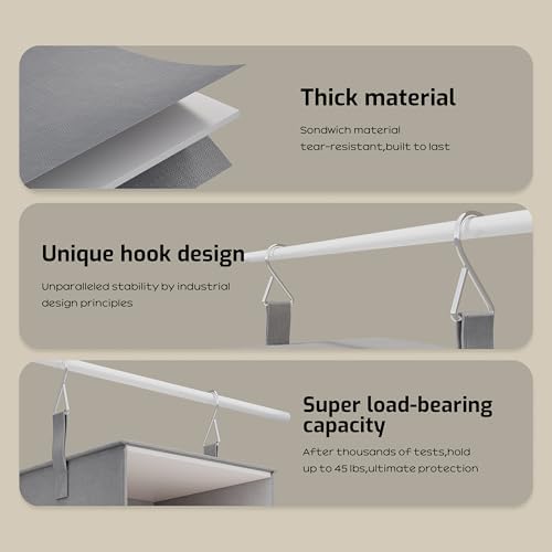 6-Shelf Hanging Closet Organizer with 3 Drawers, Separable, Medium Gray | Converts into Two 3-Shelf Organizers, Foldable Drawers, Side Pockets, Ideal for Wardrobe, Nursery, Dorm & Closet Storage - Image 6