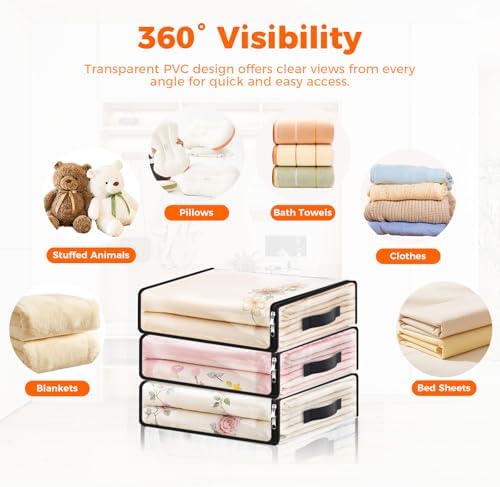 SpaceWhisper Clear Sheet Storage Bags, 8 Pack, 15.7 x 13.8 x 3.9 in | Sheet organizers and storage, zippered closure, thick plastic, reinforced handles, clothes, blankets, under-bed storage - Image 4