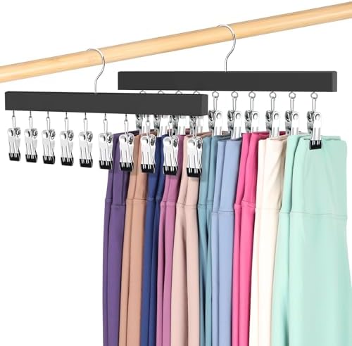 Legging Organizer for Closet, Pants Hangers with Clips | Holds 20 Leggings, Jeans, Hats, Shorts, Socks, 360° Rotating Space Saving Hanging Lightweight Garment Hanger Storage 2Pcs by ORROENS