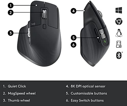 Logitech MX Keys Combo for Business Keyboard and Mouse - Graphite | For Business, full size, includes keyboard palm rest, Bluetooth, Logi Bolt, quiet clicks, Windows/Mac/Chrome/Linux compatible - Image 8