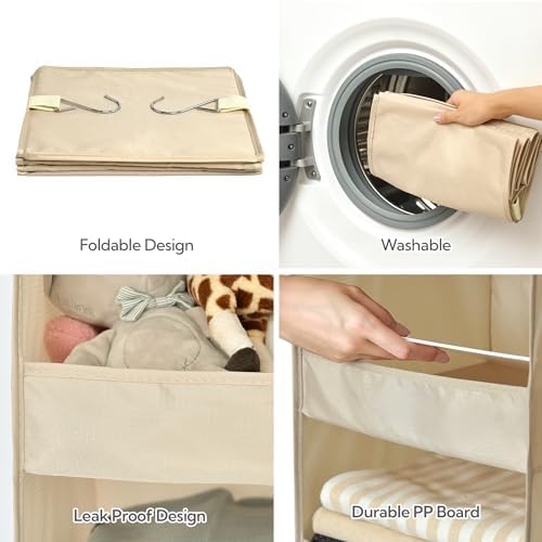 GRANNY SAYS 3-Shelf Hanging Closet Organizer, Foldable Storage, Khaki | 33 lb Capacity, No-Sag Support, Keeps Clothes Neat, Folds Flat, Fits RV, Dorm & Small Closets - Image 6