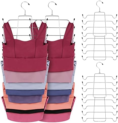 ZEDODIER 4 Pack Tank Top Hanger, Bra Organizer for Closet, Space Saving | 64 Hooks Total, Sturdy Metal, 360° Rotating, Foldable Design, Hanging Closet Organizers and Storage for Apartments and Dorms by ZEDODIER