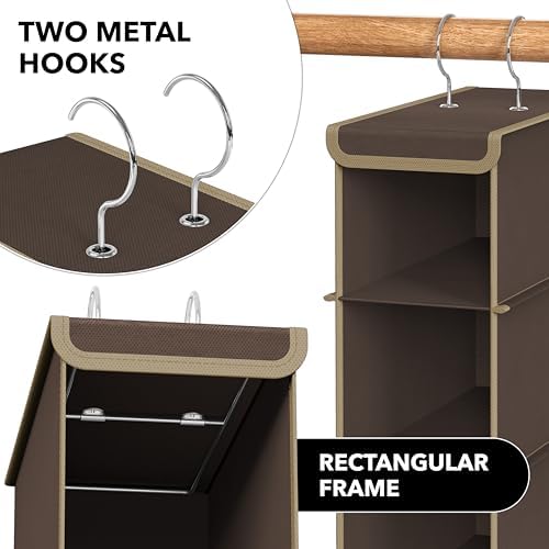 Simple Houseware 10 Shelves Closet Hanging Shoe Organizer, Brown | Dual Metal Hooks, Holds Up to 20 lbs, for Narrow Space - Image 6