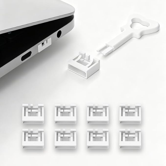 2026 New 50‑Pack USB‑A Color‑Coded Port Security Locks with 3 Keys (White) - Image 7