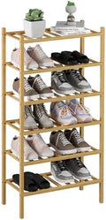 ROMGUAR CRAFT 6-Tier Bamboo Small Shoe Rack, Free Standing Wood Shoe Shelf Storage Organizer for Closet Entryway Stackable (Natural) by ROMGUAR+CRAFT