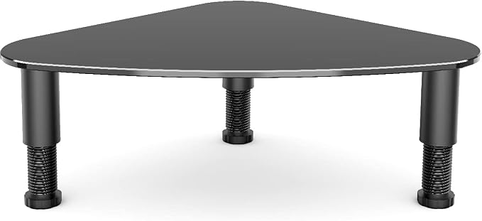 Hemudu Tempered Glass Computer Monitor Riser/Triangle Save Space Desktop Corner Stand for Computer Monitor & Laptop Black HD01B-003 by HEMUDU