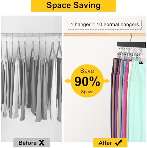 Legging Organizer for Closet, Pants Hangers with Clips | Holds 20 Leggings, Jeans, Hats, Shorts, Socks, 360° Rotating Space Saving Hanging Lightweight Garment Hanger Storage 2Pcs - Image 4