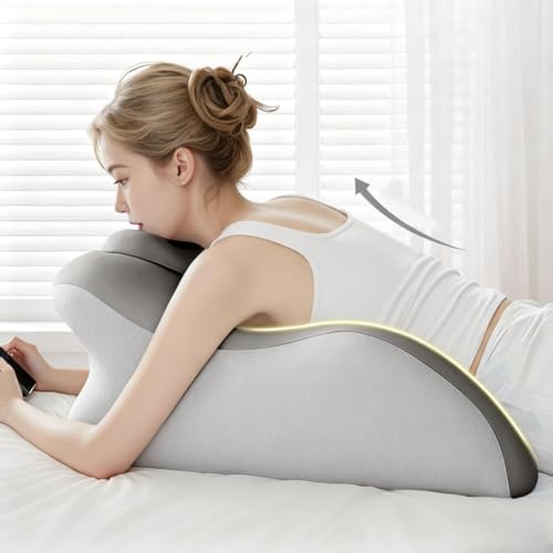 Memory Foam Ergonomic Wedge Pillow, Reading Pillow in Bed, Prone Sleeping Pillow, Ergonomic Support for Back Pain, Acid Reflux and Sitting up, Ideal Choice for Massage. (Pink) - Image 2