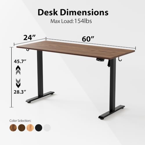 Agilestic 60*24 Inch Height Adjustable Electric Standing Desk, Dark Walnut - Image 3
