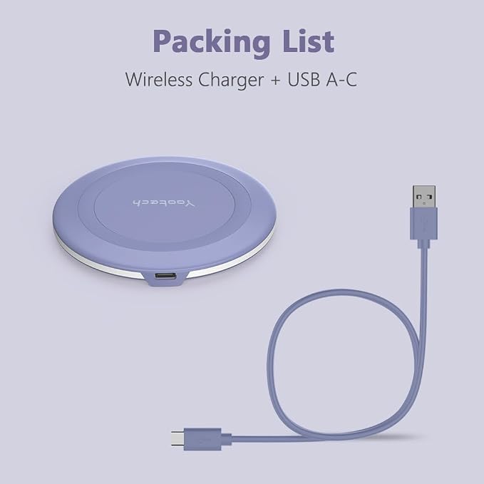 Yootech Wireless Charger,10W Max Wireless Charging Pad Compatible with iPhone 17/17 Pro/17 Pro Max/Air/16/15/14/13/SE 2022/12/11,Samsung Galaxy S25/S24/S23,for AirPods Pro 3(No AC Adapter) - Image 6