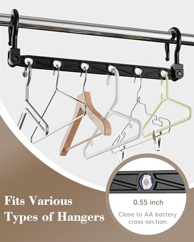 Space Saving Hangers for 144 Clothes, Reinforced Collapsible Hangers | 360° Swivel Hook, Fully Assembled, Hanger Hooks Space Saver for Closet Organizers and Storage, Dorm Room Essentials, Black - Image 5