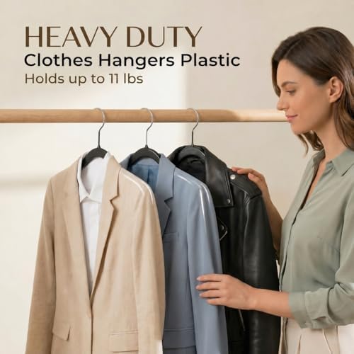 SMARTOR Plastic Hangers 20 Pack - Thin Hangers for Space Saving - Black | Heavy Duty for 11 LBS, 360 Swivel Hooks, Non Slip Notches for Camisole, 0.2" Thin for Small Closet, Durable and Flexible - Image 4