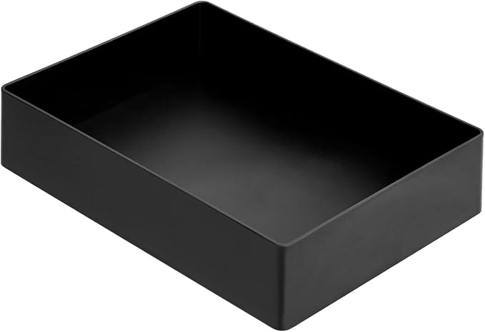 Amazon Basics Rectangular Plastic Desk Organizer Bundle, 3 Pieces with Half Accessory Tray, Small, Black - Image 12