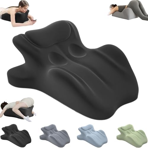 Couples Pillow, 27° Lift Ergonomic Memory Foam Cushion for Intimacy, Lumbar Neck Support Pillow for Home Bedroom (Black) by Unknown