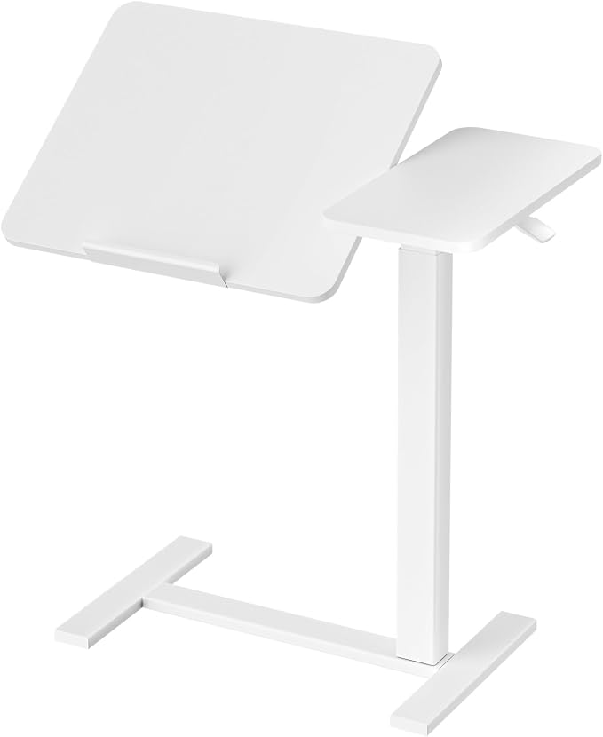 DUMOS Small Standing Desk, Rolling Desk, Laptop Table | Portable Design, Adjustable Height, Mobile Wheels, Computer Workstation, Home Office Classroom, White by DumosLifestyle