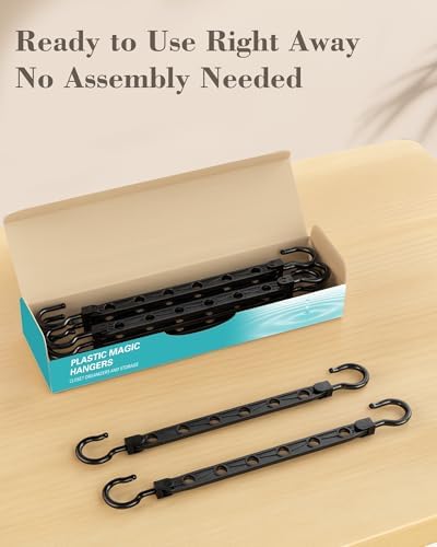 Space Saving Hangers for 48 Clothes, Reinforced Collapsible Hangers | 360° Swivel Hook, Fully Assembled, Hanger Hooks Space Saver for Closet Organizers and Storage, Dorm Room Essentials, Black - Image 3