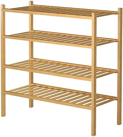 ROMGUAR CRAFT 4 Tier Bamboo Shoe Rack for Closet Free Standing Wood Shoe Shelf for Entryway Small Space Stackable 27"x11"x26" (Natural) - Image 7