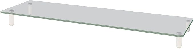 Kantek Extra-Wide Glass Monitor Riser with 8mm Tempered Glass Platform and 60-Pound Capacity, Clear Glass (MS380), 3.3" x 39.4" x 10.2" by Kantek