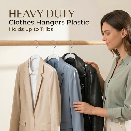 SMARTOR Plastic Hangers 20 Pack - Thin Hangers for Space Saving - White | Heavy Duty for 11Lbs Clothes, Swivel Hook, Non Slip Notches for Camisole, 0.2" Thin for Small Closet, Durable and Flexible - Image 4