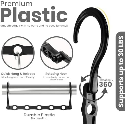 Utopia Home Space Saving Hangers 10 Pack – Magic Hanger Collapsible Black | ABS plastic | Closet organizer | Storage saving hanger I Dorm & small space friendly | Compact storage - Image 3