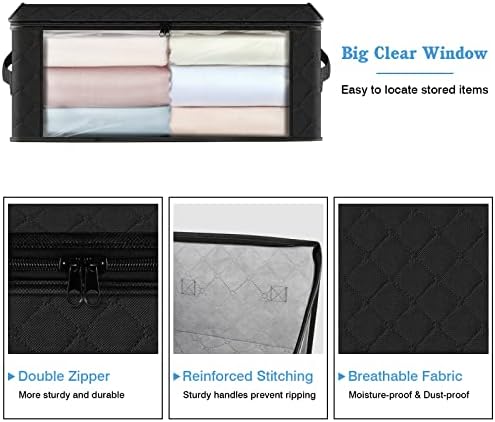 HomeHacks 10-Pack Clothes Organizer Storage Bags, 35L Storage Bins, Black | Foldable Storage Box Container with Zippers, Clear Window, Reinforced Handles for Closet, Dorm, Pillows, Bedding, Sweater - Image 3