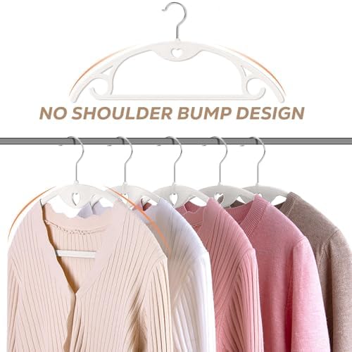 Plastic Hangers White Clothes Hanger 50 Pack | No Shoulder Bumps, 360°Swivel Hook, Thin, Space Saving for Closet, Fit for Suits Pants Heavy Duty Adult Coat Shirt Dress - Image 4