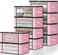 HomeHacks 10-Pack Clothes Organizer Storage Bags, 35L Storage Bins, Pink | Foldable Storage Box Container with Zippers, Clear Window, Reinforced Handles for Closet, Dorm, Pillows, Bedding, Sweater by HomeHacks