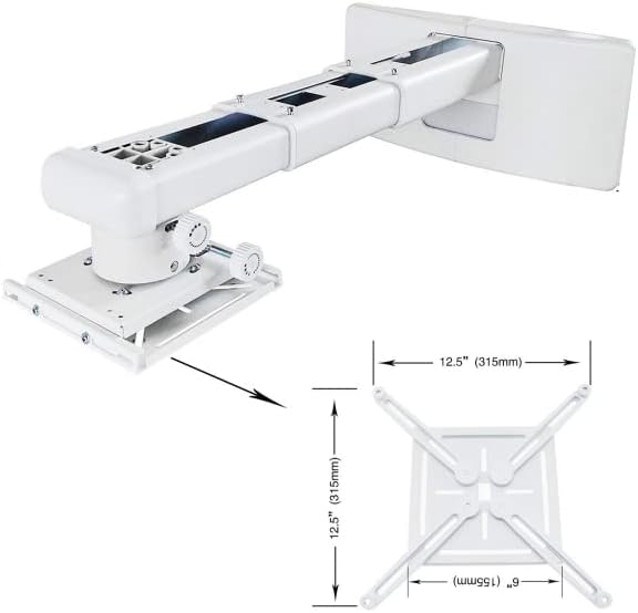 Viri,Projector Wall Mount,Extension : 325-740mm (12.80"-29.13") with Universal Mouning Plate,Quickly and Accurately Adjust The Tilt/Swivel/Rotation Angle by ±5°,Suitable for Homes Offices Classroom - Image 5