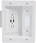 Legrand - OnQ in Wall Cable Management Kit with USB, TV Outlet Wall Kit Hides Cords, in Wall TV Power Kit Works with All Plugs, Recessed TV Outlet, White, HT21USBWHV1 (Hardwired) by Legrand-On-Q