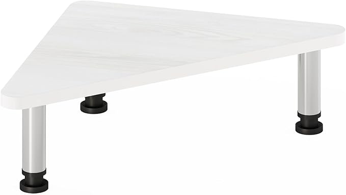 Furinno Turn-N-Tube Triangle Corner Monitor Riser, White Monitor Stand Riser, Laptop Stand for Desk, Office Desk Accessories, Desk Organizers and Accessories, White Wood - Image 5